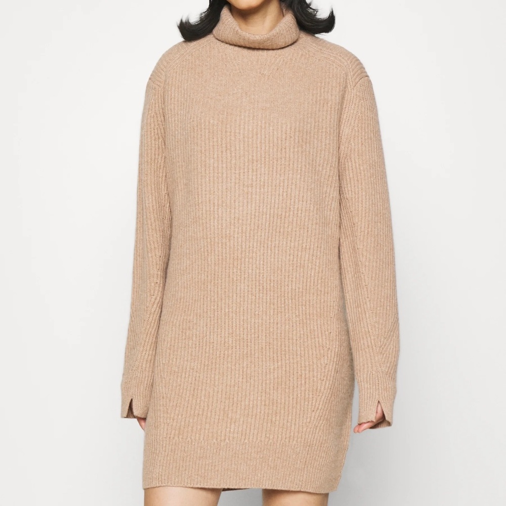 Rag & Bone Pierce Cashmere Turtleneck Sweater Dress in Camel Size Medium M